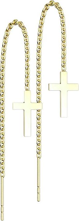 Immagine prodotto Star Piercing Orecchini con catena a caduta libera placcati oro con croce (senza ottone, Acciaio chirurgico 316L)