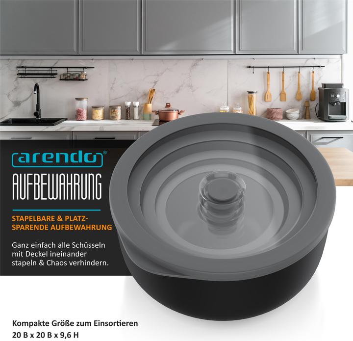 Produktbild Arendo Rührschüssel 4er Plastikschüssel-Set mit Deckel (20 cm, 2 l, 4 x)