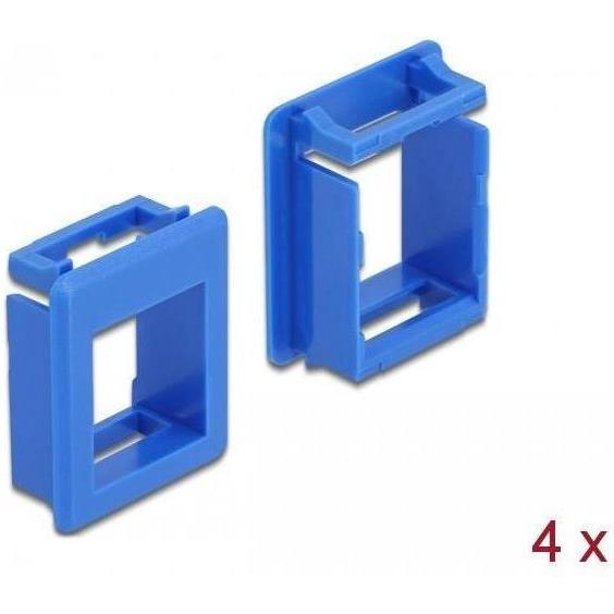 Delock Modulblende Snap-in-Halterung - Schrankmontage - Blau (Packung mit 4), Netzwerk Zubehör