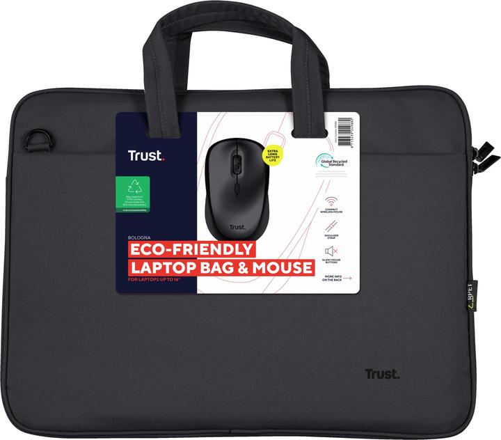 Produktbild Trust Bologna Bag And Mouse Set Black (16", Universal)