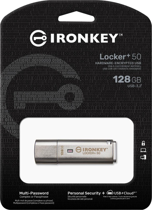 Produktbild Kingston IronKey Locker+ 50 (128 GB, USB-A, USB 3.2)