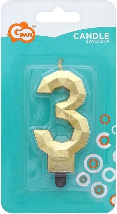 Produktbild GoDan Kerze Nummer 3 Diamant 7,6 cm (1 Stk.)
