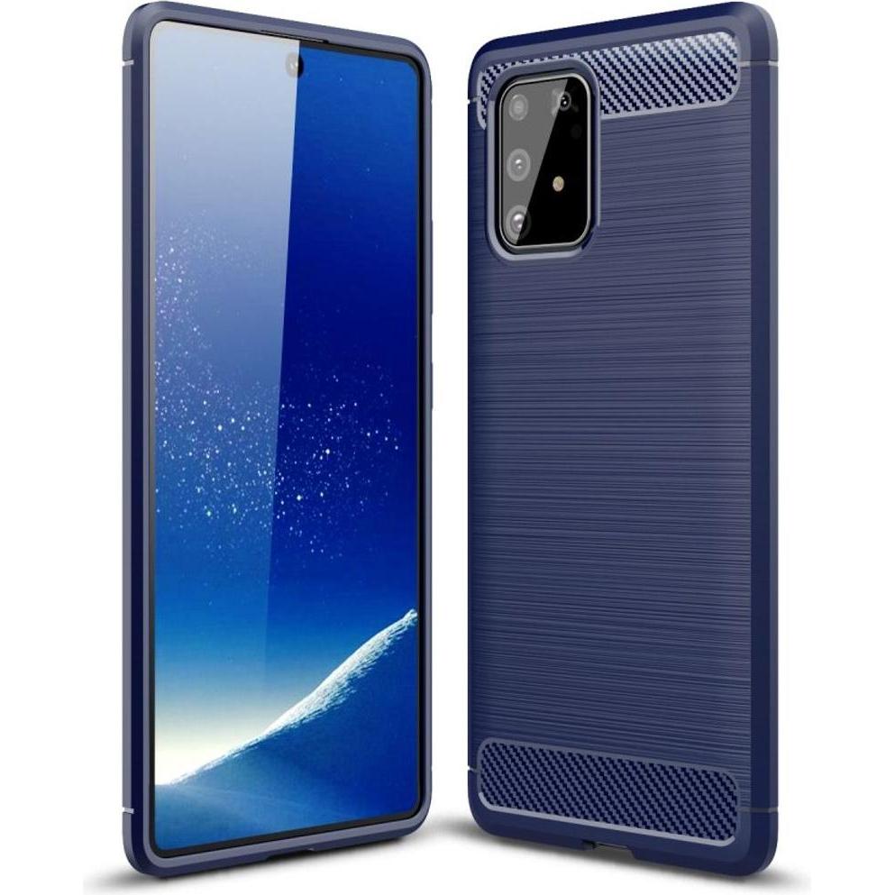 Thumbnail - König Design Hülle Handy Schutz für Samsung Galaxy A91 Case Cover Bumper Carbon Optik Blau (Samsung Galaxy A91), Smartph...