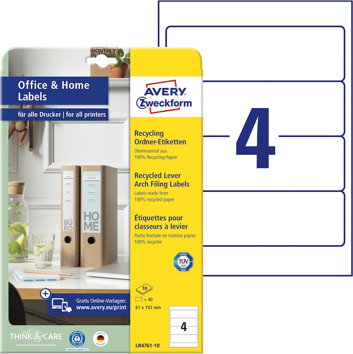 Produktbild Avery Recycling Ordner-Etiketten, Home Office, Kleinpackung