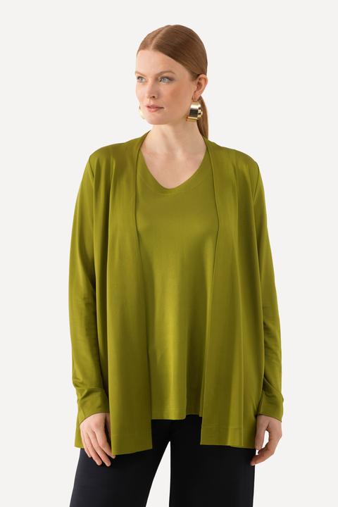 Produktbild Ulla Popken Slinkyjacke, offene Form, Schalkragen, Langarm (58)