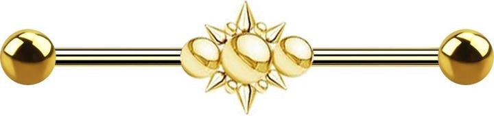 Image du produit Star Piercing Barbell plaqué or deux boules trois boules avec cones (Acier chirurgical 316L, sans laiton)