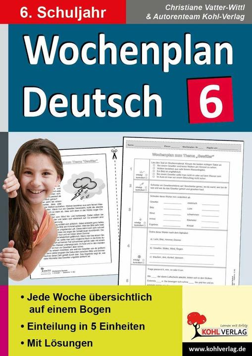 Produktbild Wochenplan Deutsch 6 (Deutsch, Christiane Vatter-Wittl, 2015)