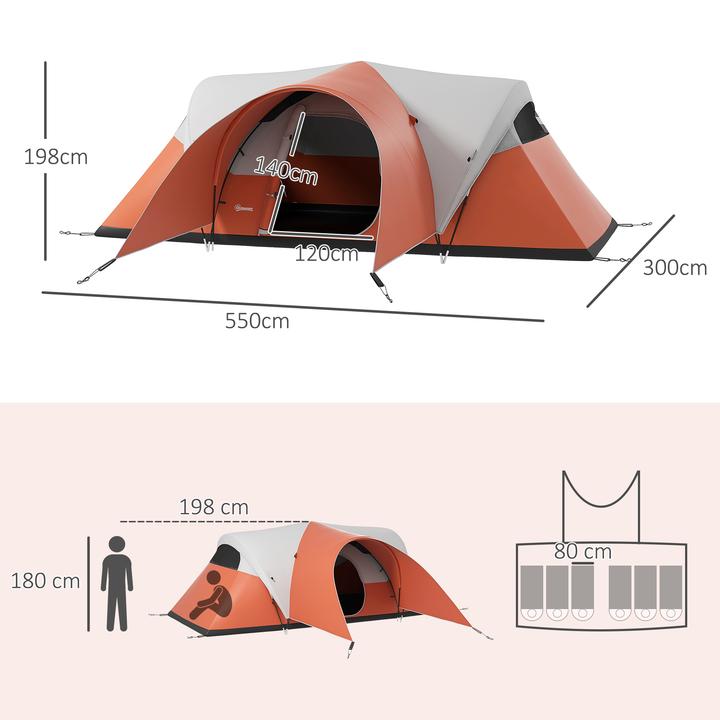Actual product image Outsunny Tunnelzelt Polyester Orange (Tunnel tent, 6 persons)
