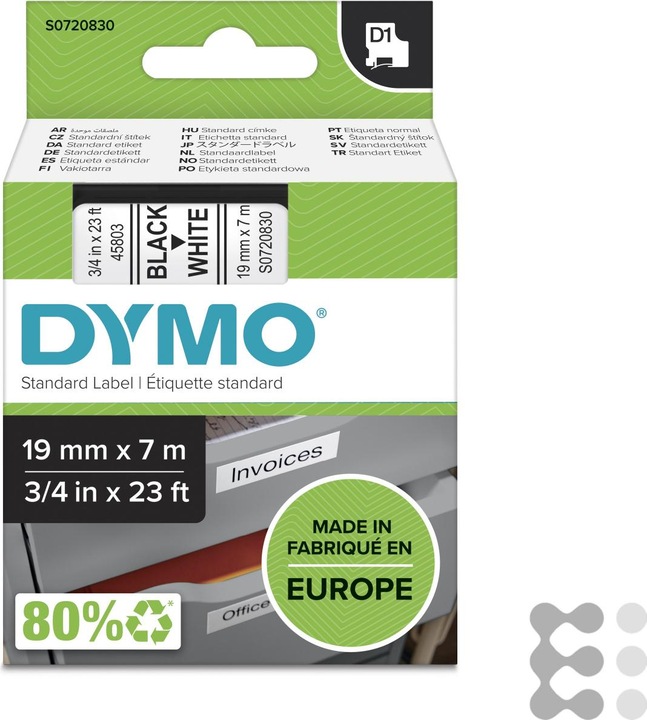 Produktbild Dymo S0720830 Standardband (1.90 cm, Schwarz)