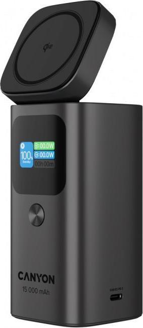 Actual product image Canyon Power bank Qi2 magnetic power bank OnPower 150 15000mAh Aluminium Dark grey (15000 mAh)