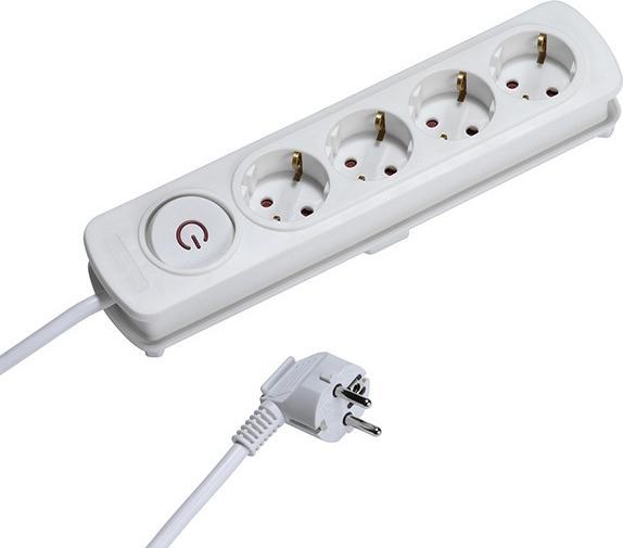 Vivanco 4-fold socket strip White 37645 EKLS 4W25 Extra large on-off switch