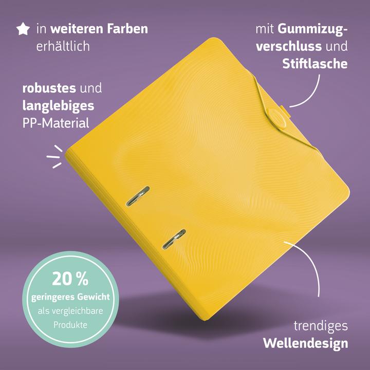 Produktbild Brunnen WAVE Ordner gelb Kunststoff 7,0 cm DIN A4 (A4, 70 mm, 1 Stk.)