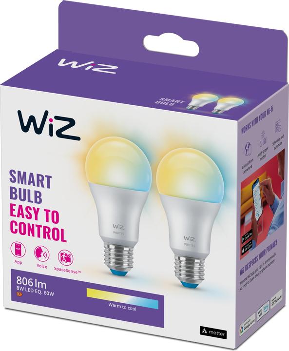 Image du produit WiZ Tunable White (E27, 8 W, 806 lm, 2 x, F)