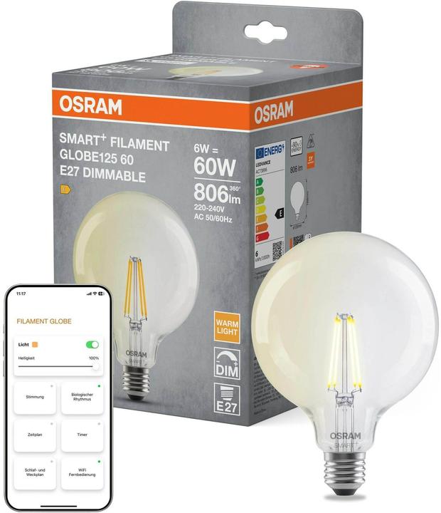 Immagine prodotto Osram SMART+ MATTER FILAMENT CLASSIC forme DIMMABLE 6W 827 FILAMENT DIM E27 (E27, 806 lm, 4x)