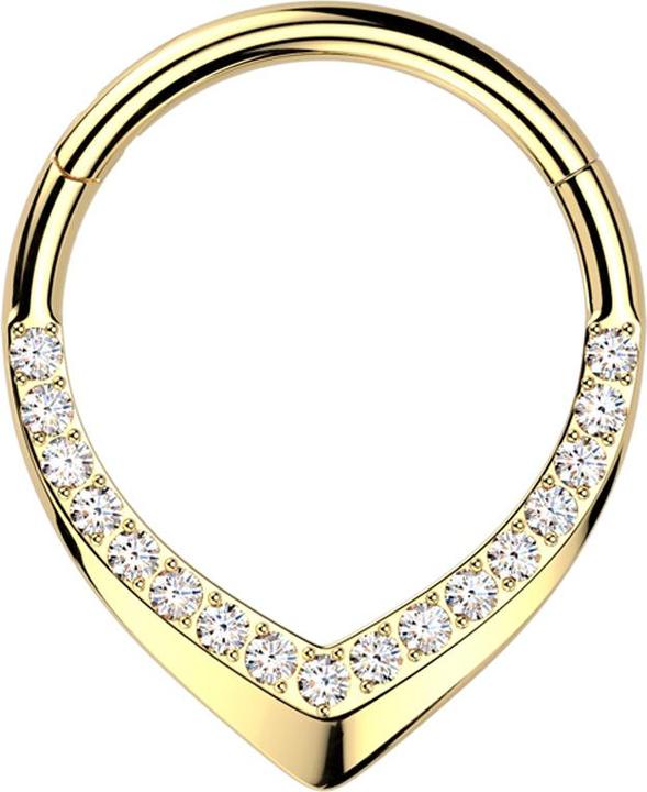Produktbild Star Piercing Micro Segmentring klappbar vergoldet Träne mit gebrochener Kante Kristalle silber (ohne Messing, Titan)
