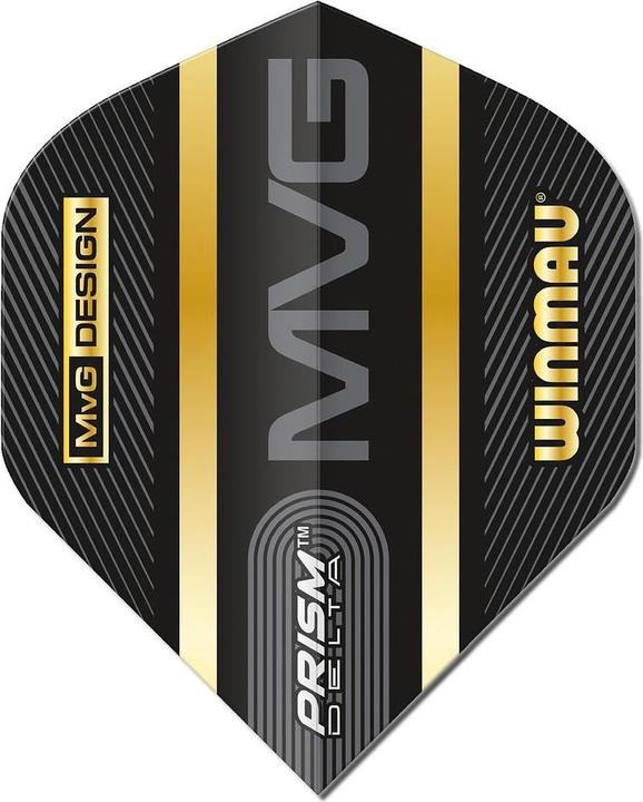 Actual product image Winmau Prism Delta Flights - MvG Black and Gold Stripes