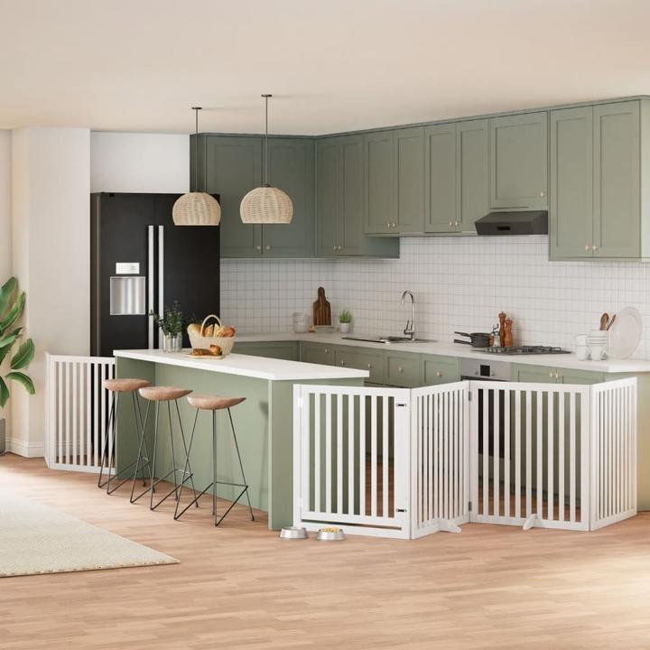 Produktbild vidaXL Hundetor mit Tür Faltbar Absperrgitter Hunde Schutzgitter 6-tlg. Holz (6 cm)