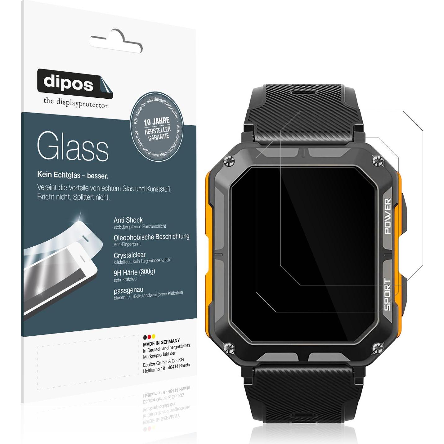 Dipos Anti-Shock Displayschutz 9H, Smartwatch Schutzfolie, Transparent