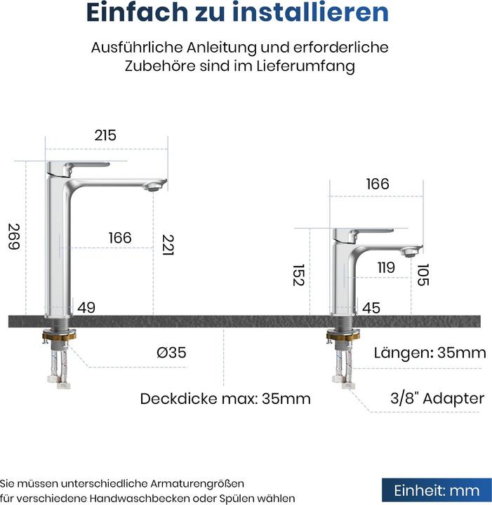 Produktbild Emke Wasserhahn Chrom, 335x233x46 mm, Messing, Keramikkartusche, Mischbatterie mit Aerator