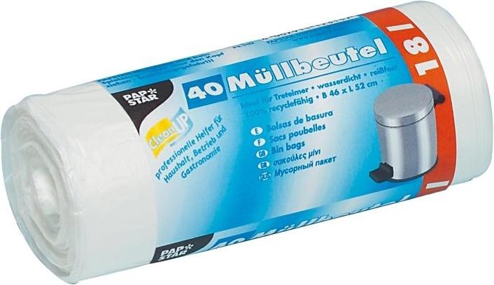 Produktbild Papstar Mlleimerbeutel HDPE, 18 Liter, weiá (40 x, 18 l)