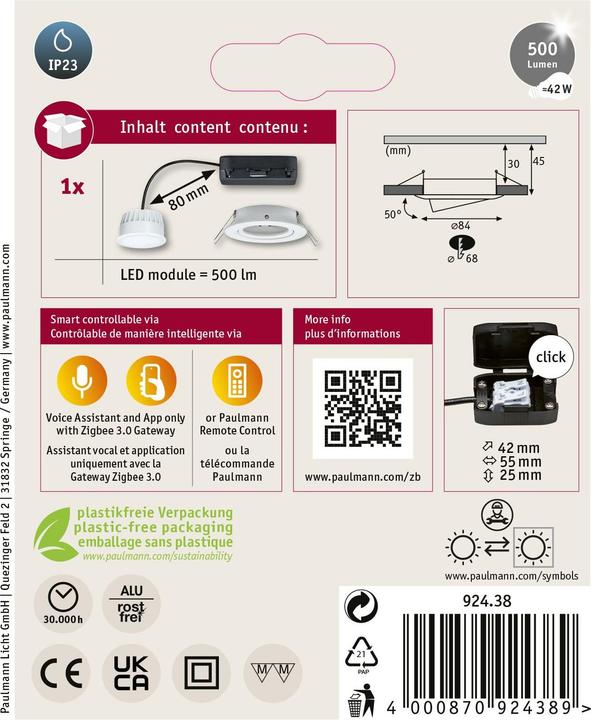 Image du produit Paulmann Einbauleuchte Nova Zigbee (500 lm)
