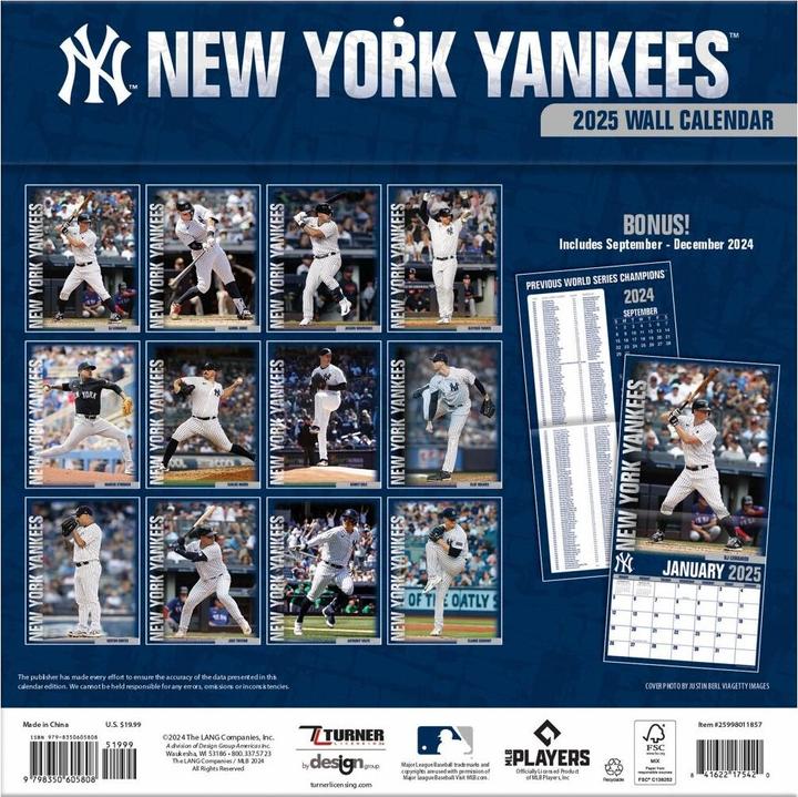 Actual product image MLB - New York Yankees - 30.5 x 30.5 cm team wall calendar 2025 (30.5 x 30.5 cm)