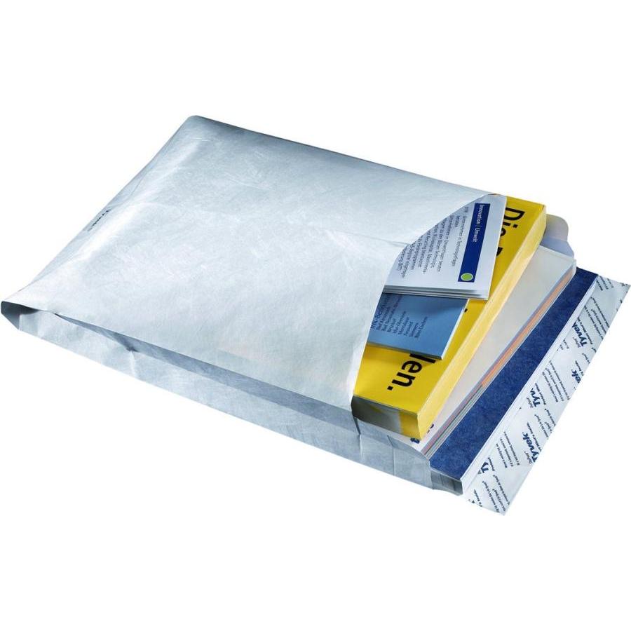 Tyvek, Versandtasche + Luftpolstertasche,  Faltentasche DIN E4 305 x 406 mm (B x H) ohne Fenster 55g/m² mit Haftklebung ...