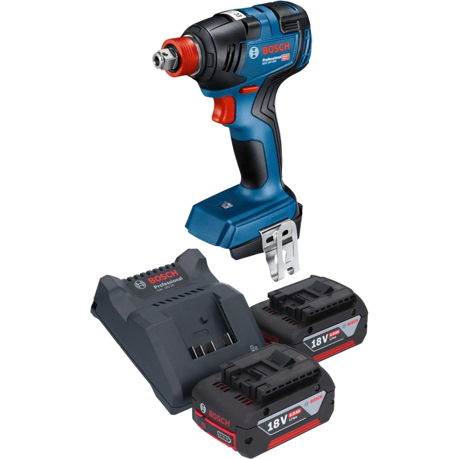 Bosch Professional, Bohrmaschine + Akkuschrauber, Bosch GDX 18V-200 Professional Akku Drehschlagschrauber 18 V 200 Nm Br...