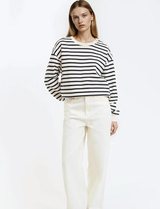 Actual product image La Redoute Collections Gestreiftes Sweatshirt mit geknöpfter Schulter (S)