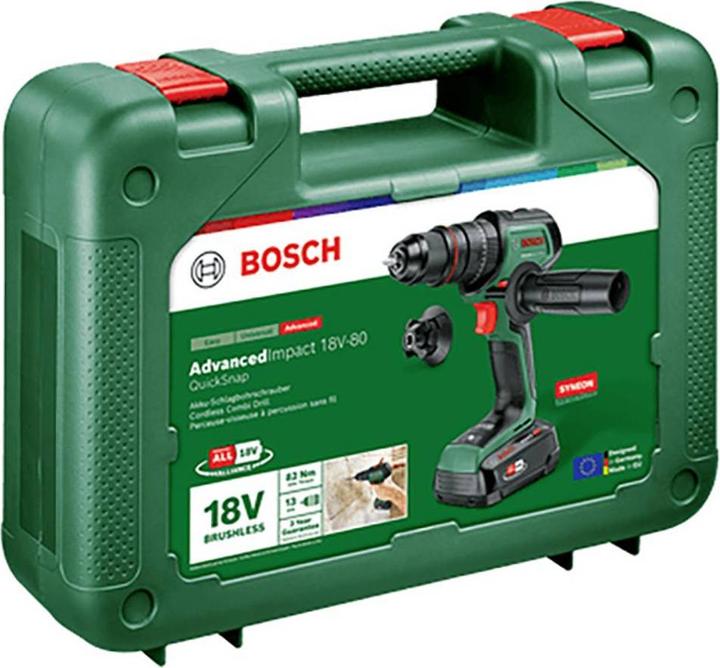 Produktbild Bosch Home & Garden Akku-Schlagbohrmaschine AdvancedImpact 18V-80 QuickSnap, 1 x Akku PBA 18V 2.5Ah