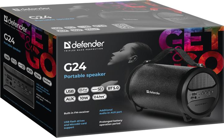 Actual product image Defender G24 Portable Mono Speaker (4 h, Rechargeable battery operated)