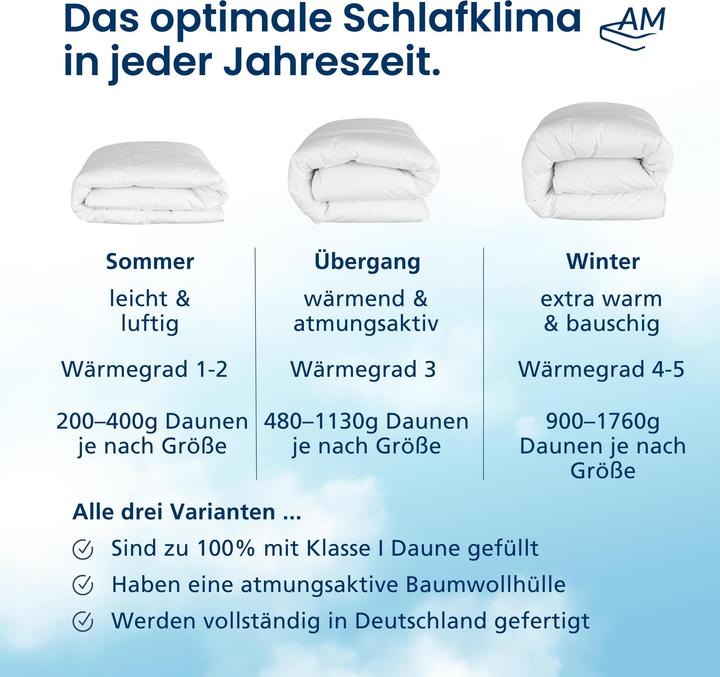 Actual product image DormiGood Premium Daunendecke, 100% Daunen (1130 g, 220 x 230 cm)