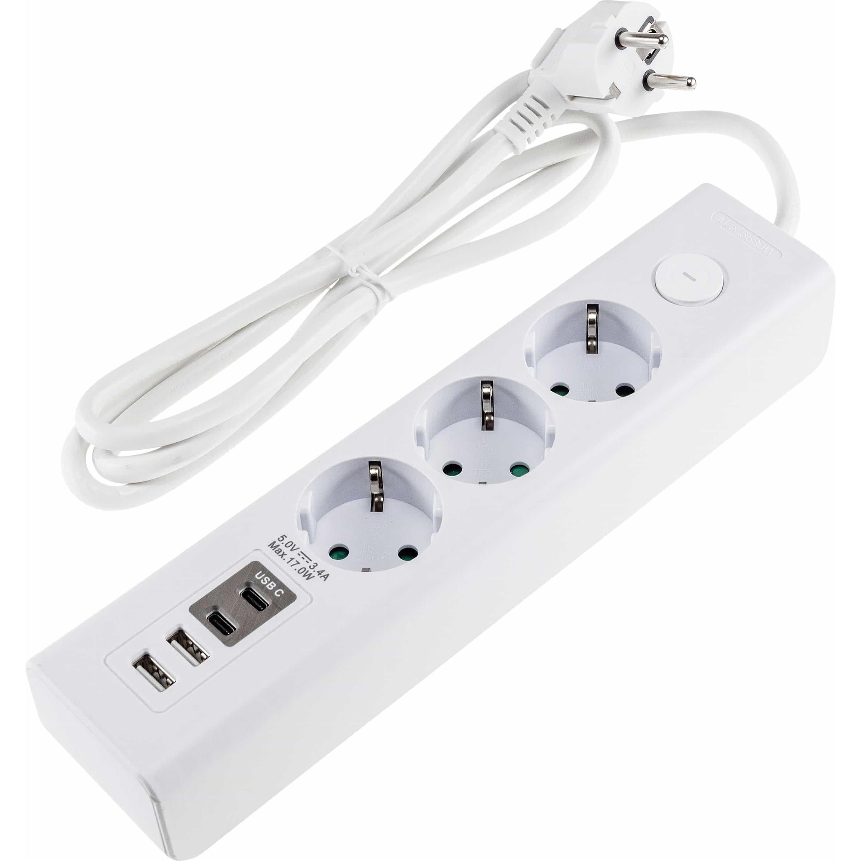 Thumbnail - Chilitec, Steckdosenleiste, Steckdosenleiste, 3-fach, USB-A+C, 1,5 m Zuleitung, weiss (3 x)