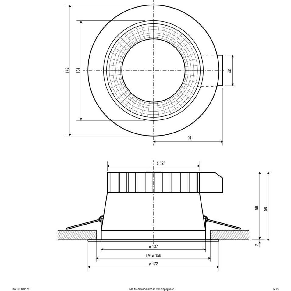 Thumbnail - EVN, Wandleuchte + Deckenleuchte, LED Deckeneinbauleuchte- DSR54180125rund-ws-13,5W/18,5W-IP54 178-260V/DC (1865 lm)