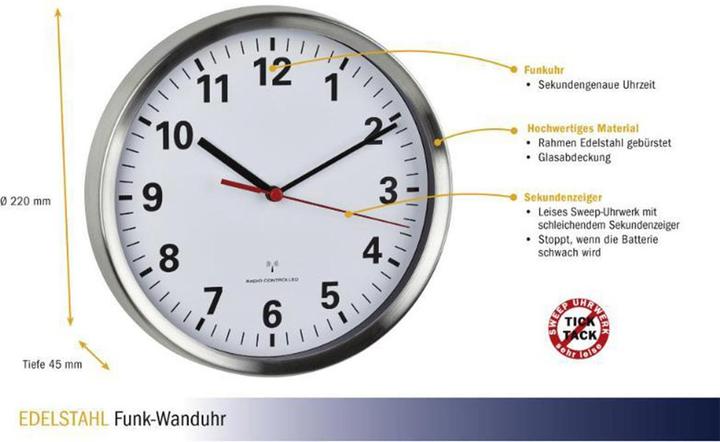 Produktbild TFA Funk-Wanduhr (22 cm)