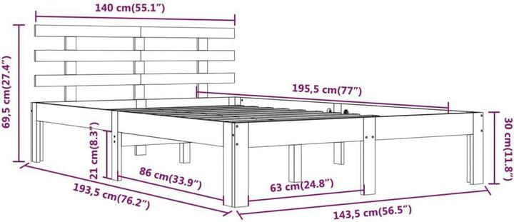 Image du produit vidaXL Bettrahmen (140 x 190 cm)