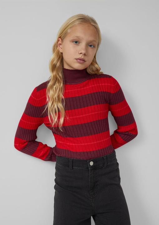 Produktbild s.Oliver Strickpullover Ripppullover im Slim Fit mit Stehkragen (134, 140)