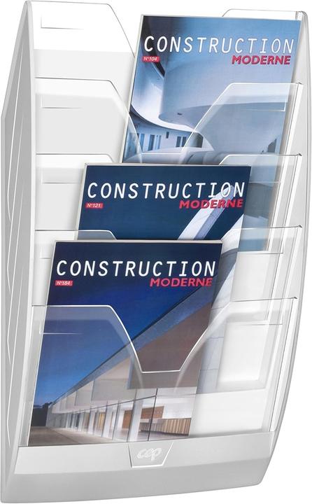 Produktbild Cep 1201540111 154 M wandbrochurehouder met 5 vakken, magnetisch wit/glashelder (24 x 32 cm)