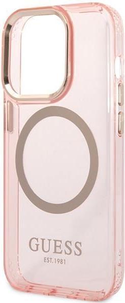 Actual product image Guess Translucent MagSafe Compatible Case for Apple iPhone 14 Pro Max - pink (Apple iPhone 14 Pro Max)