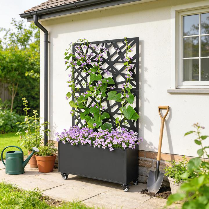 Produktbild Outsunny Pflanzkasten mit Sichtschutz Metall Schwarz