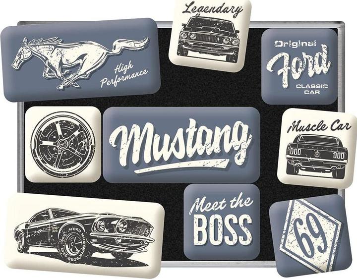 Produktbild Nostalgic-Art Merchandising Magnet-Set Ford Mustang 9 Stück, Mehrfarbig (9x)