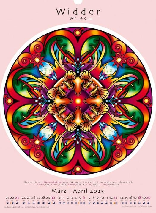 Immagine prodotto Mandala dei segni zodiacali. Calendario 2025