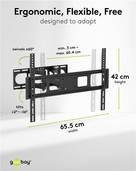 Actual product image Goobay TV-Wandhalterung Basic FULLMOTION L (Wall, 40 kg, 37" - 80")