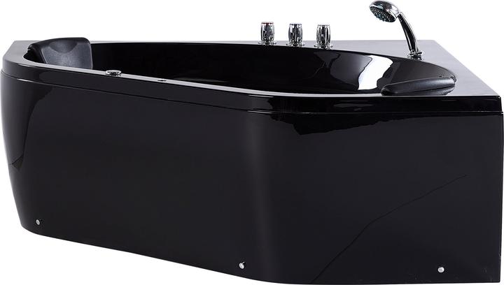 Image du produit Beliani Baignoire à hydromassage noire modèle d'angle avec LED 140 x 140 cm MEVES (270 l, 140 cm, 140 cm)
