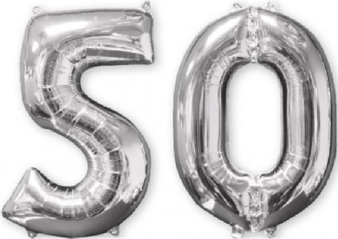 Immagine prodotto Amscan Bouquet di palloncini in foil Numero 50 palloncini argento - 66 cm Vuoto (3 x)