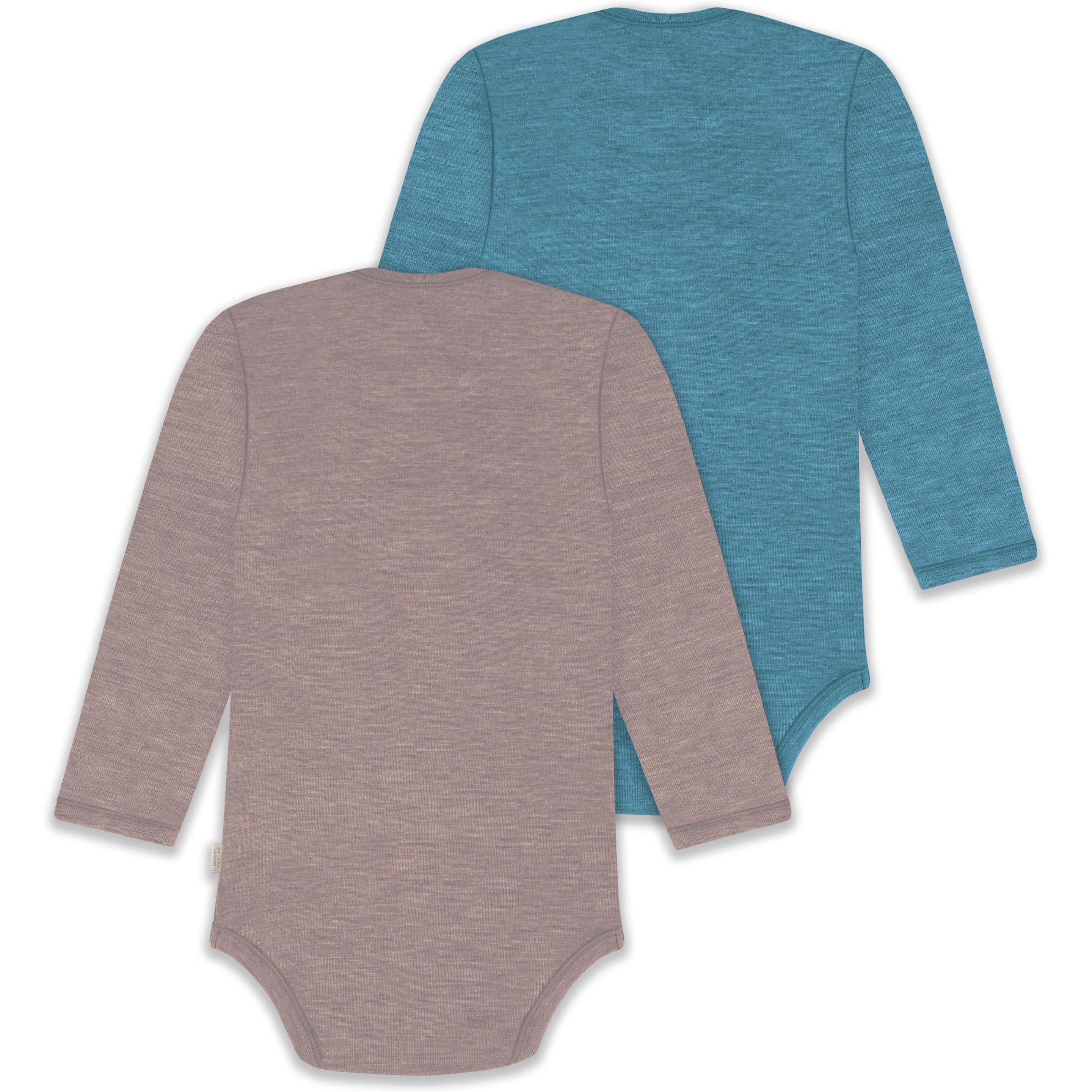 Thumbnail - Normani, Herren, Body, 2er Pack Baby Merino Body Langarm „Auckland" - 9381, Rosa, Blau, (62)