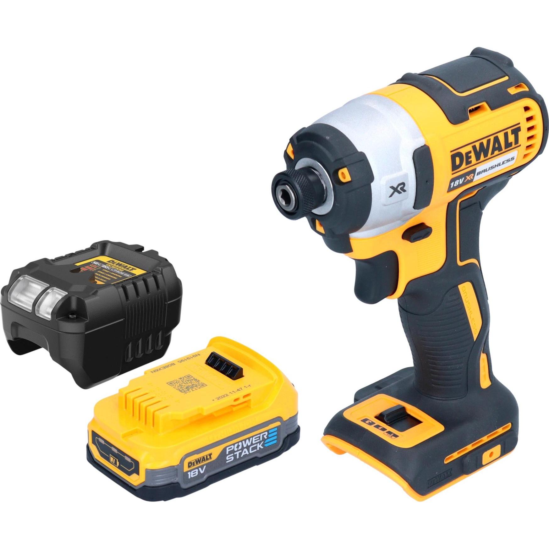 Thumbnail - DeWalt, Bohrmaschine + Akkuschrauber, DCF 887 E1 Akku Schlagschrauber 18 V 205 Nm 1/4" Brushless + 1x Powerstack Akku 1,...