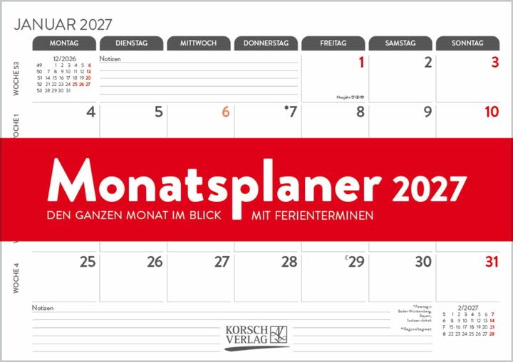 Produktbild Monatsplaner 2027 (A4)