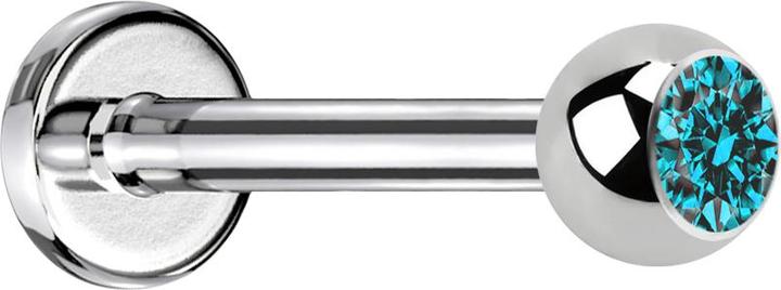 Immagine prodotto Star Piercing Labret in argento con cristallo a sfera color acqua (senza ottone, Acciaio chirurgico 316L)