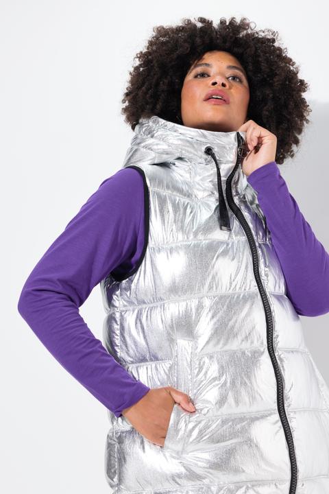Image du produit Angel of Style Long-Steppweste, Lack-Optik, Kapuze (58)